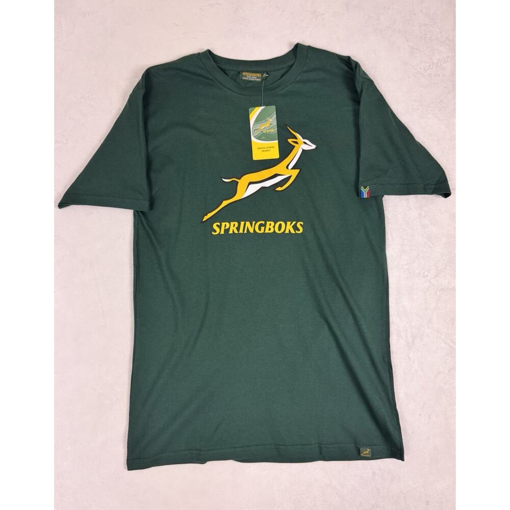 Springbok Essential T-Shirt Mens S Casual Graphic Tee Short Sleeve Cotton Green